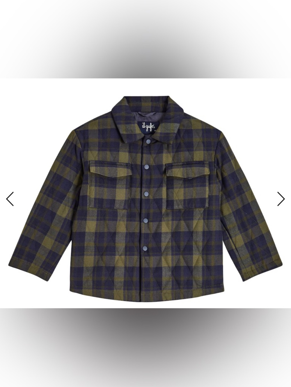 IL GUFO Kids Sz 12 Plaid Quilted Snap Button Jacket Orig $280